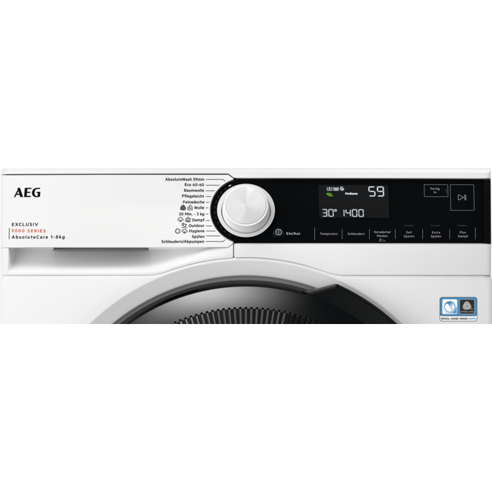 Masina de spalat rufe frontala AEG seria 9000 LR9G70489, 8 kg, clasa A, 1400 rpm, ECO LAVAMAT, alb