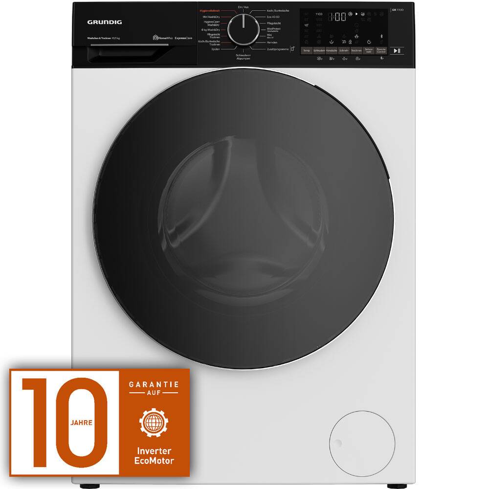 Masina de spalat rufe cu uscător Grundig GD7P510447W, clasa D, 10/6 kg, 1400 rpm, EcoMotor, Alb