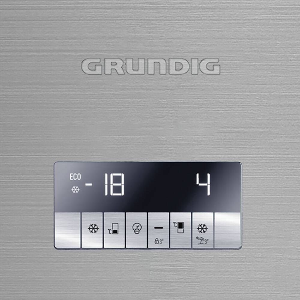 Combina frigorifica Grundig GKNE26870FXPN, clasa B, No Frost, 323 litri, 186 cm, Inox