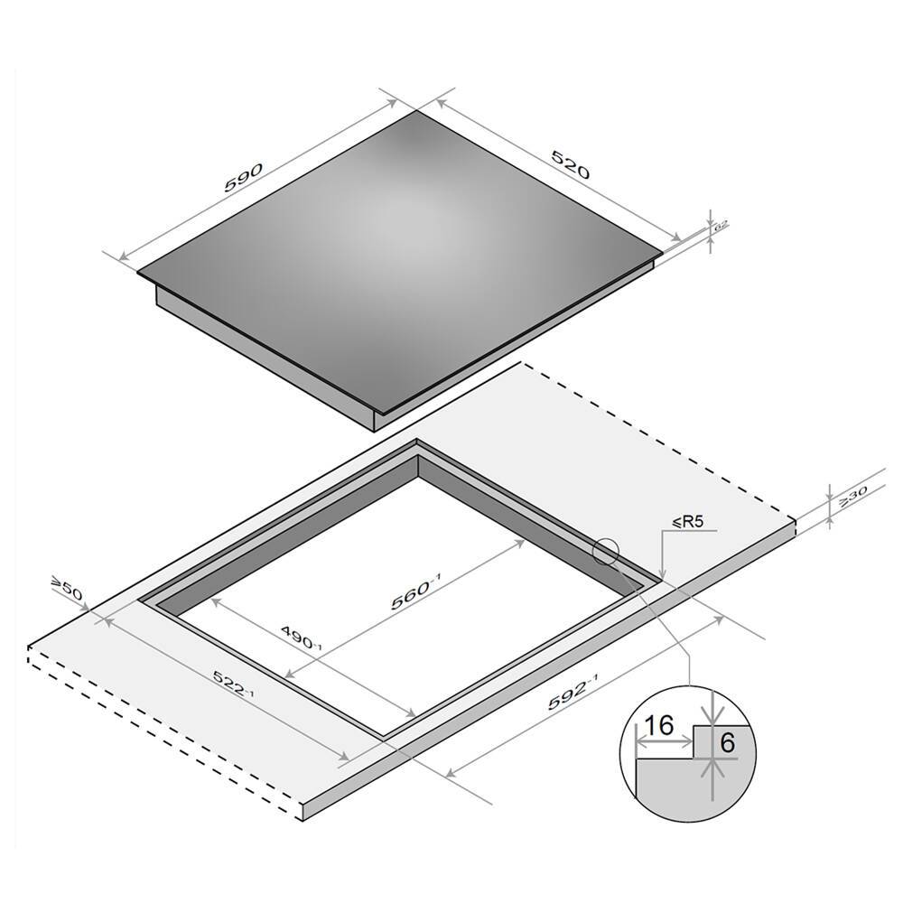 Plita electrica incorporabila PKM KF42KBG, 4 zone de gatit, 60 cm, Negru