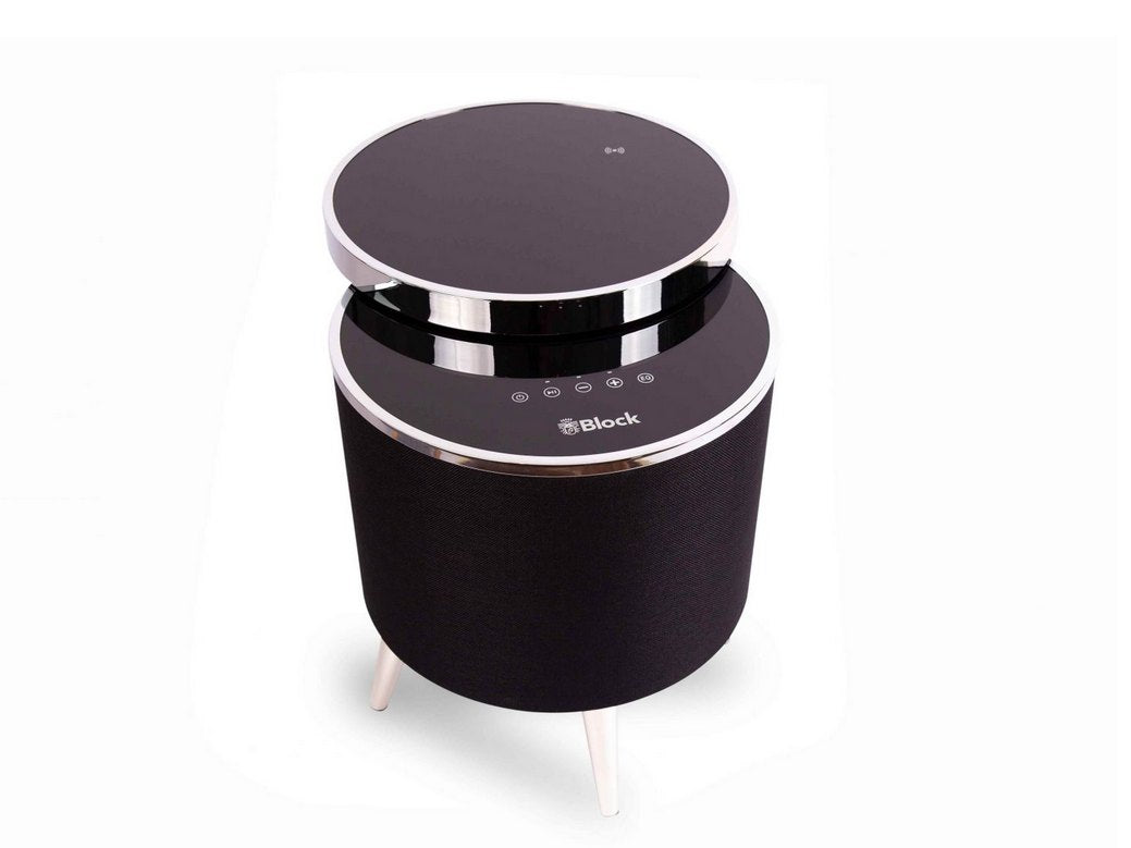 Boxa Block Oslo Modern, Bluetooth, sticla, Incarcare Wireless, Subwoofer, negru