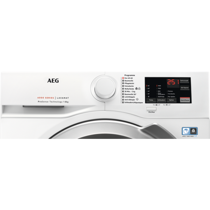 Masina de spalat rufe frontala AEG L6FL831EX, 8 kg, 1400 rpm, alb