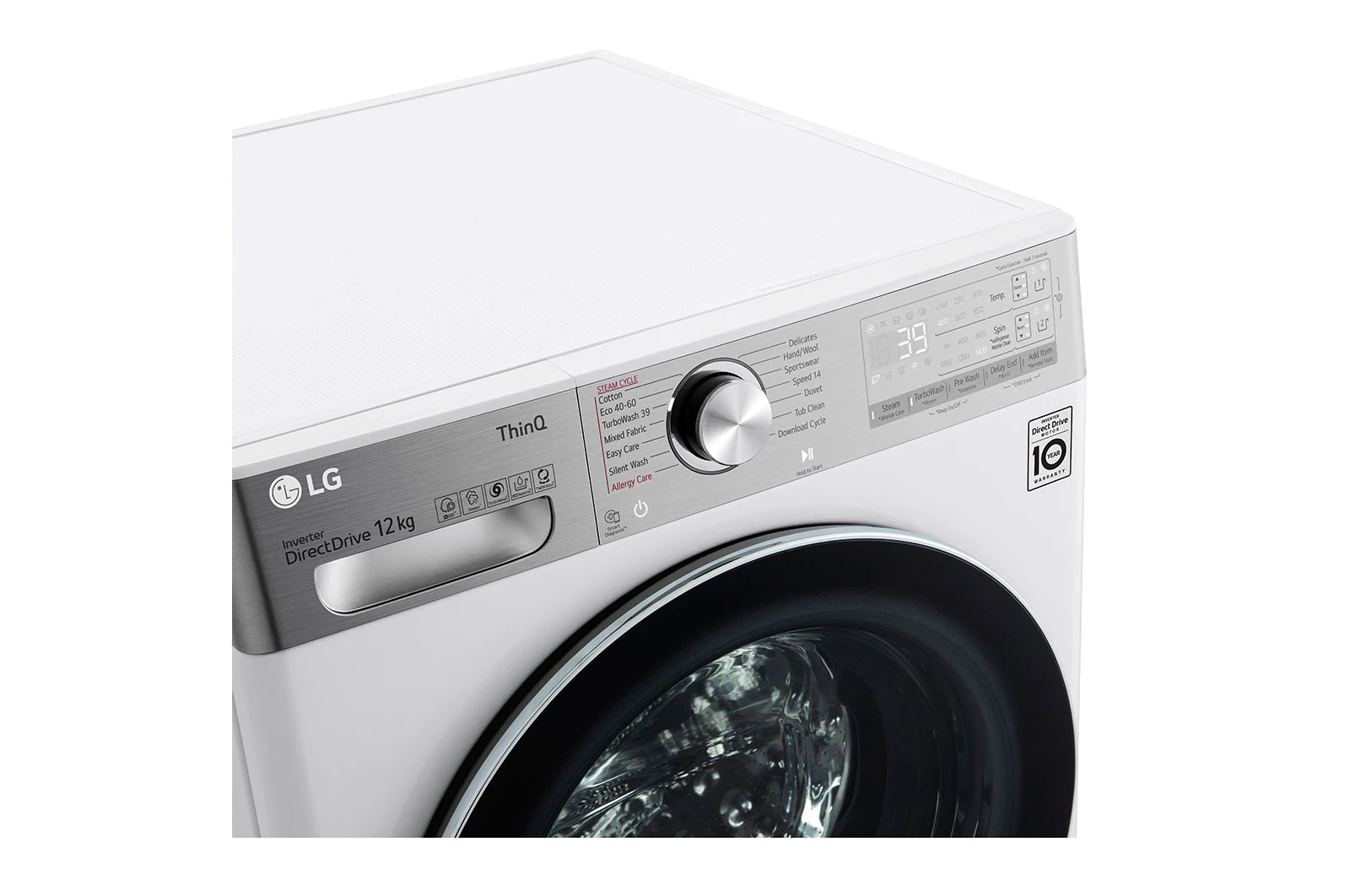 Masina de spalat rufe frontala LG F4WV912AT, AI DD™, Abur, Dozator spalare, 1400 rpm, 12 kg, alb
