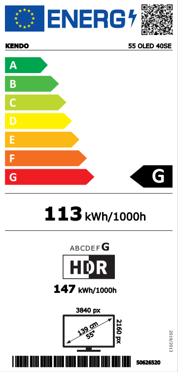 Televizor OLED KENDO 55OLED40SE, Smart TV 4K UHD, HDR, control vocal, HDMI 2.1, Linux, 139 cm, Negru