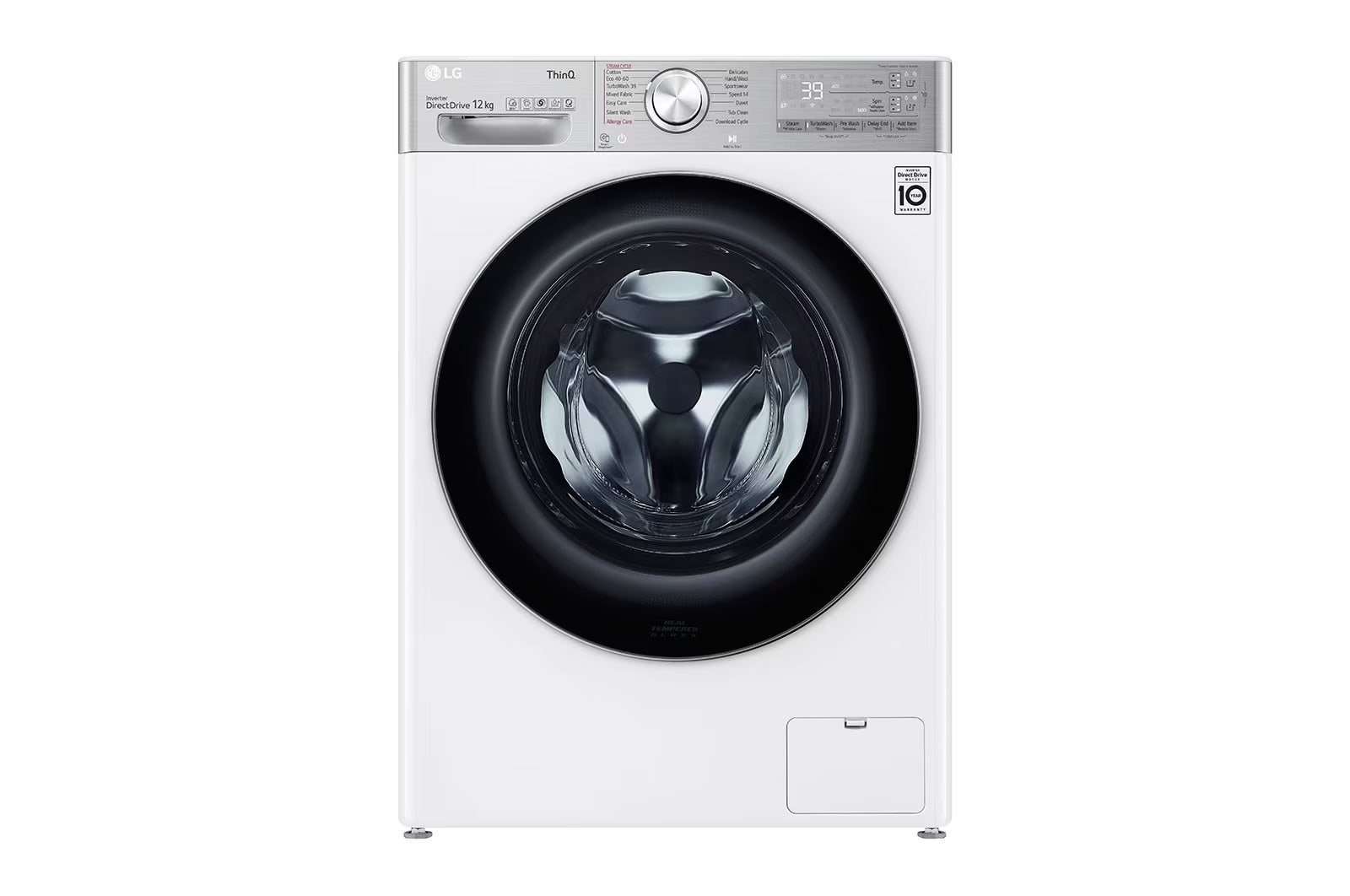 Masina de spalat rufe frontala LG F4WV912AT, AI DD™, Abur, Dozator spalare, 1400 rpm, 12 kg, alb