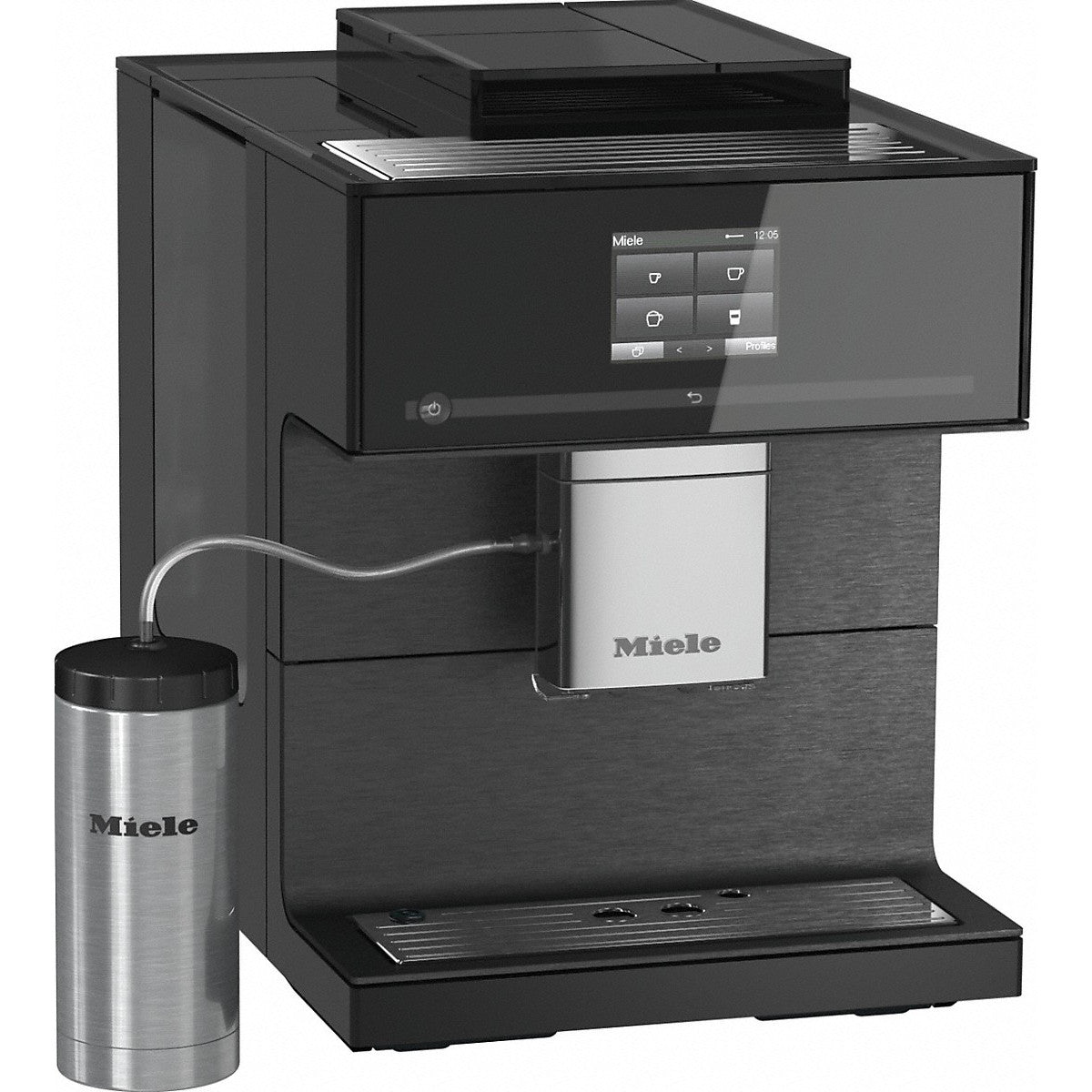 Espressor automat Miele CM 7750, One Touch for Two, Aromatic SystemFresh, AutoDescale, WLAN, 2.2 l, 3 recipiente cafea, Negru