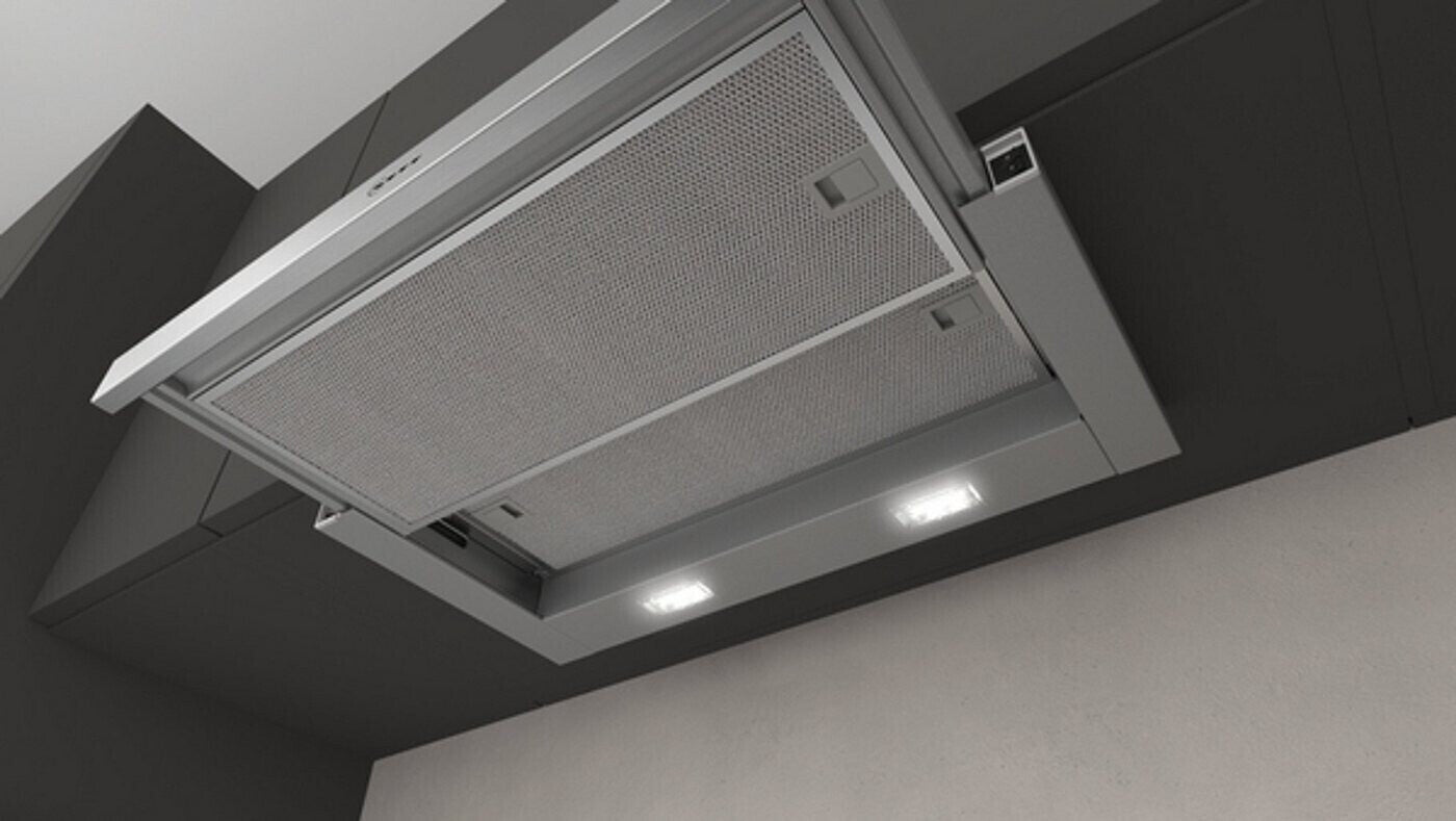 Hota incorporabila telescopica Neff D46BR12X6, 60 cm, clasa C, 231 m³/h, Argintiu