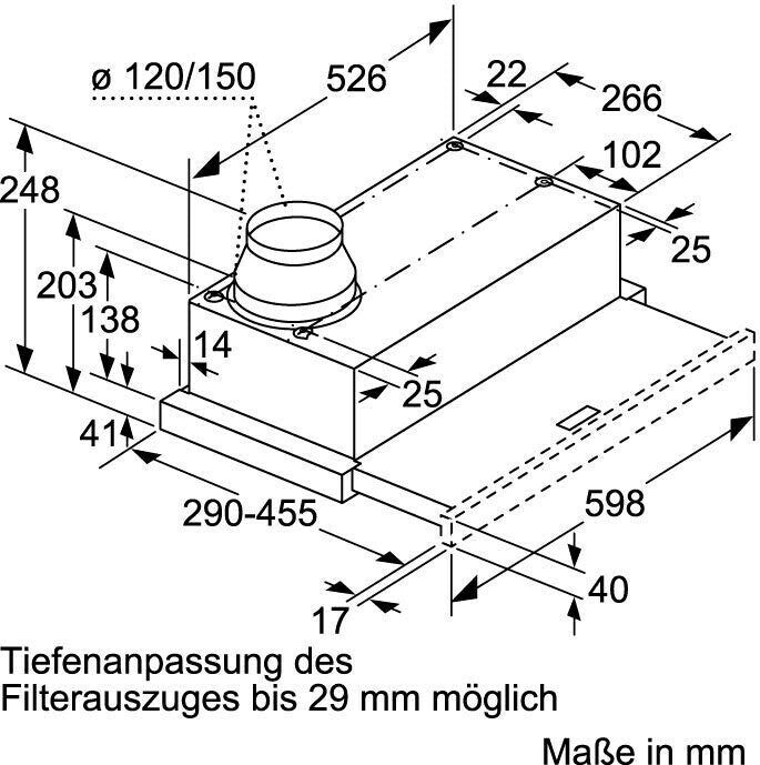 Hota incorporabila telescopica Neff D46BR12X6, 60 cm, clasa C, 231 m³/h, Argintiu