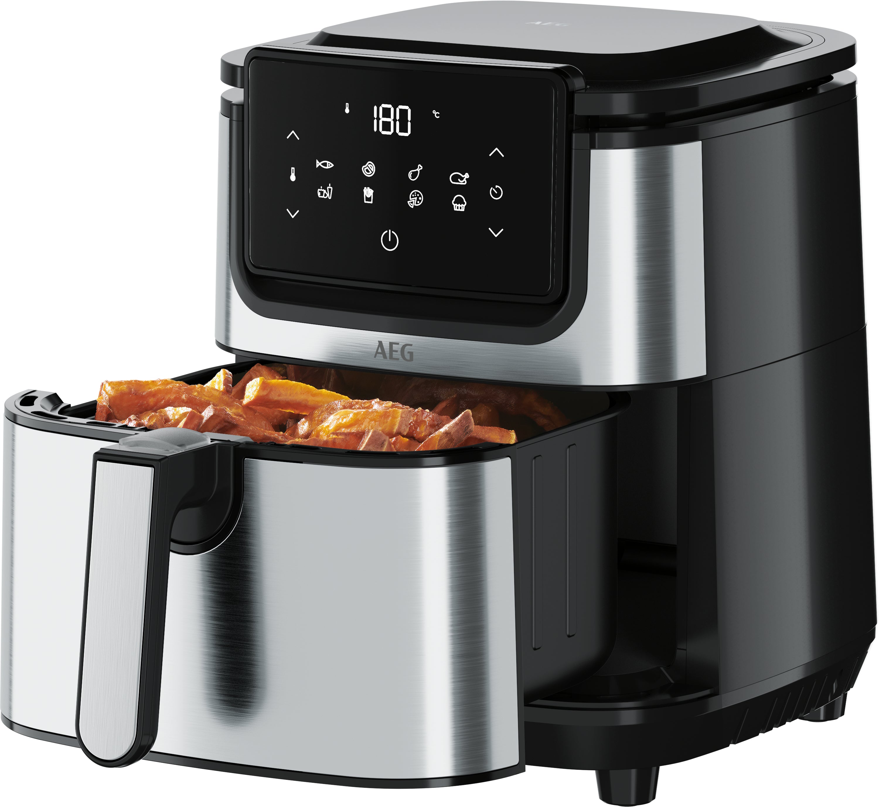 Friteuza cu aer cald AEG AF6-1-6ST Gourmet 6, 1800W, 5.4 litri, 8 programe, Inox