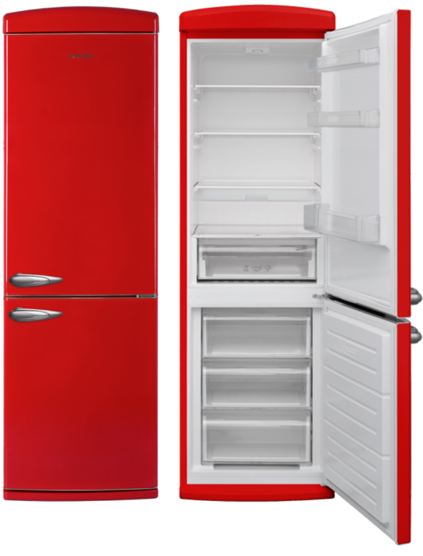 Combina frigorifica Geratek Boston Retro KG3210R, clasa E, 341 litri, LessFrost, Rosu