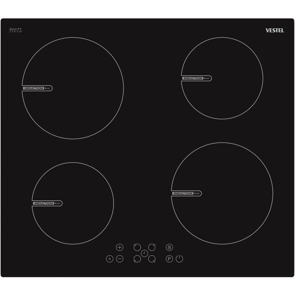 Plita electrica incorporabila Vestel VEA25016, Inductie, 60 cm, 4 zone, Negru