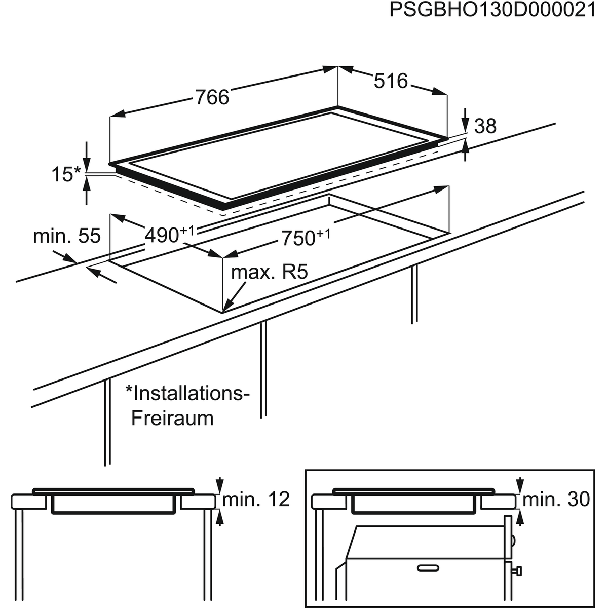 Plita electrica incorporabila vitroceramica AEG HKA8548RAD, 80 cm, Made in Germany, Negru