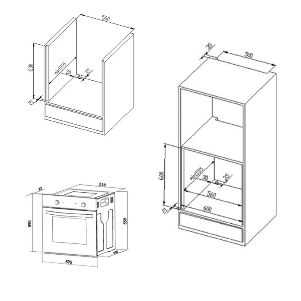 Cuptor incorporabil Geratek Asti EB7200, clasa A, 54 litri, 8 funcții, Inox