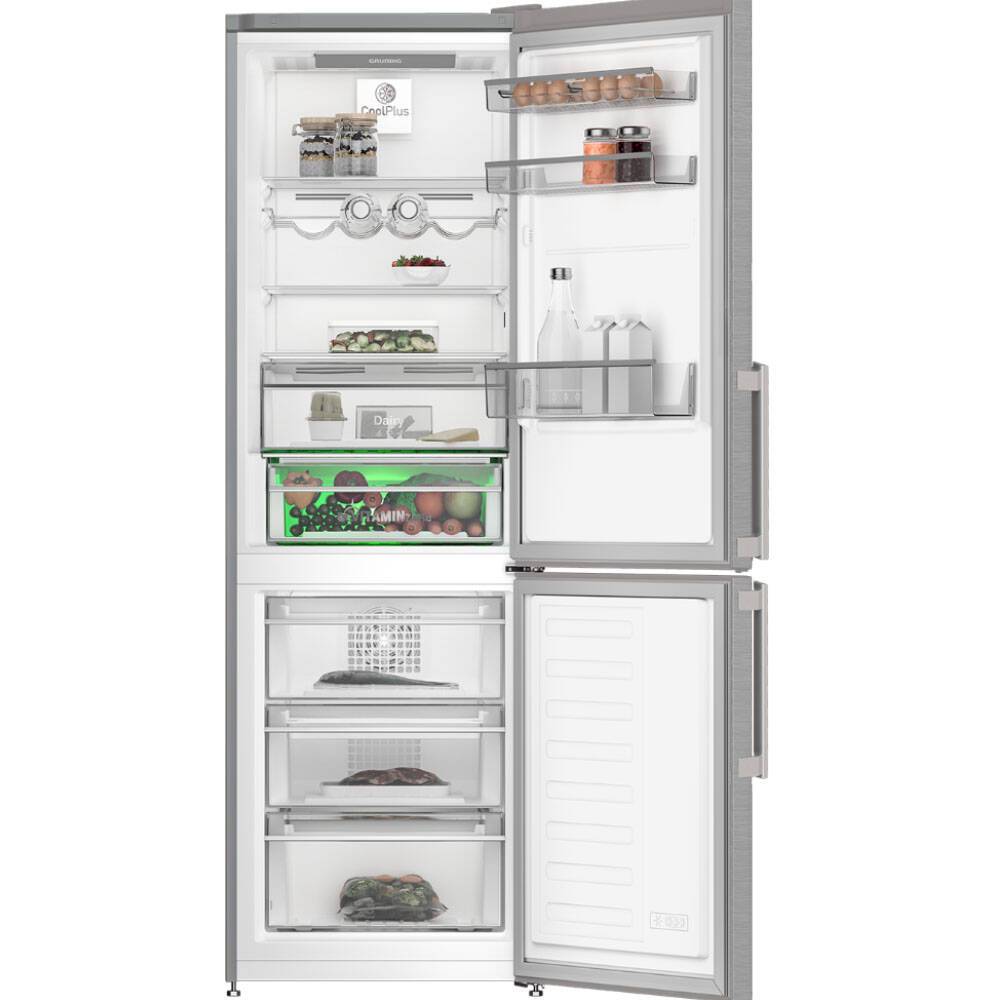 Combina frigorifica Grundig GKNE26870FXPN, clasa B, No Frost, 323 litri, 186 cm, Inox