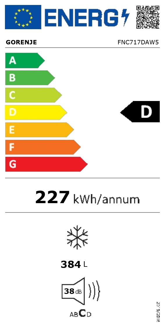 Congelator Gorenje FNC717DAW5, NoFrost, clasa D, 172 cm, 384 litri, Alb