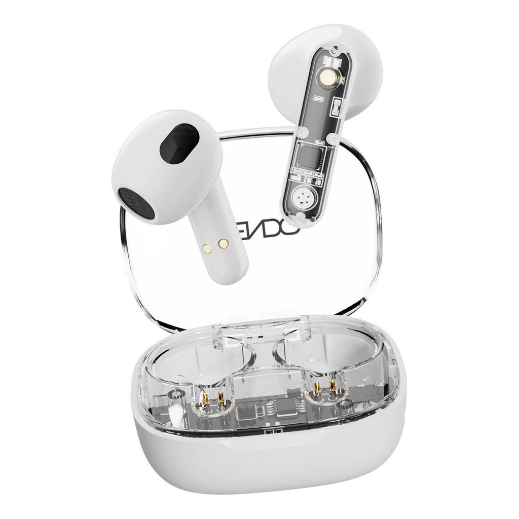 Casti In-Ear KENDO True Wireless TWS24EXT, Bluetooth, USB, Control tactil, Transparent