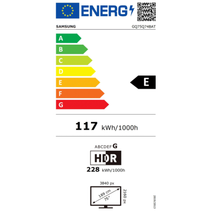 Televizor QLED Samsung GQ75Q74BATXZG, Smart TV 4K UHD, HDR, control vocal, functie de inregistrare, 189 cm, negru