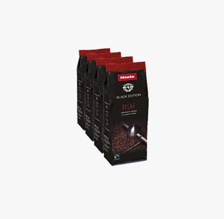 Cafea boabe MIELE Decaf, Black Edition, 100% Arabica, Fairtrade, 4 x 250g