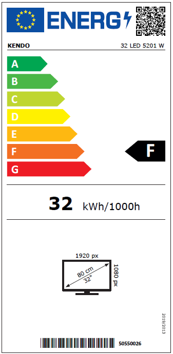 Televizor LED KENDO 32LED5201W, Smart TV Full HD, 80 cm, Alb