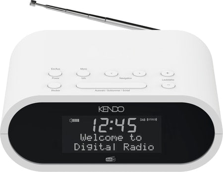 Radio cu ceas KENDO DAB Clock 21EX, DAB+, FM, ceas cu alarmă, statie de incarcare, Timer, Alb