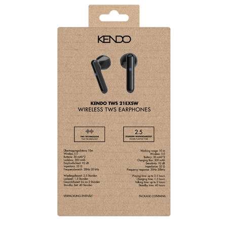 Casti True Wireless In-Ear KENDO TWS 21EXSW, Bluetooth, Negru