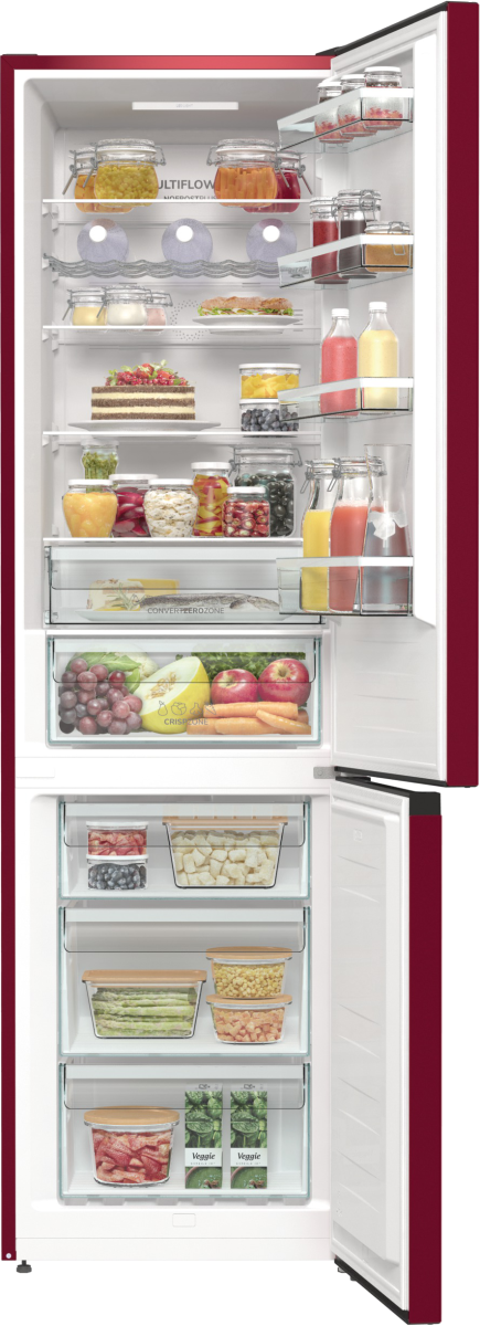 Combina frigorifica Gorenje NK89C0DR, clasa C, No Frost Plus, 361 litri, 200 cm, Bordeaux