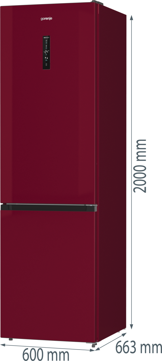 Combina frigorifica Gorenje NK89C0DR, clasa C, No Frost Plus, 361 litri, 200 cm, Bordeaux