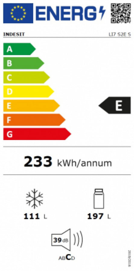 Combina frigorifica Indesit LI7 S2E S, 308 litri, Low Frost, clasa E, Argintiu