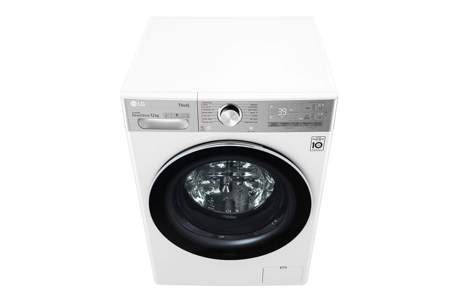 Masina de spalat rufe frontala LG F4WV912AT, AI DD™, Abur, Dozator spalare, 1400 rpm, 12 kg, alb