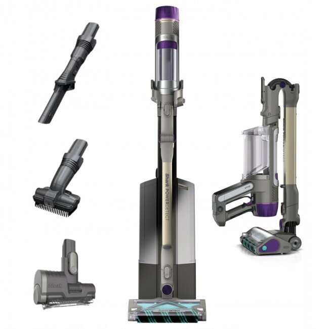 Aspirator vertical Shark IP3251EUT, 380W, 0.7 L, PowerDetect, Brat rabatabil, Autonomie 70 min, Gri/Violet