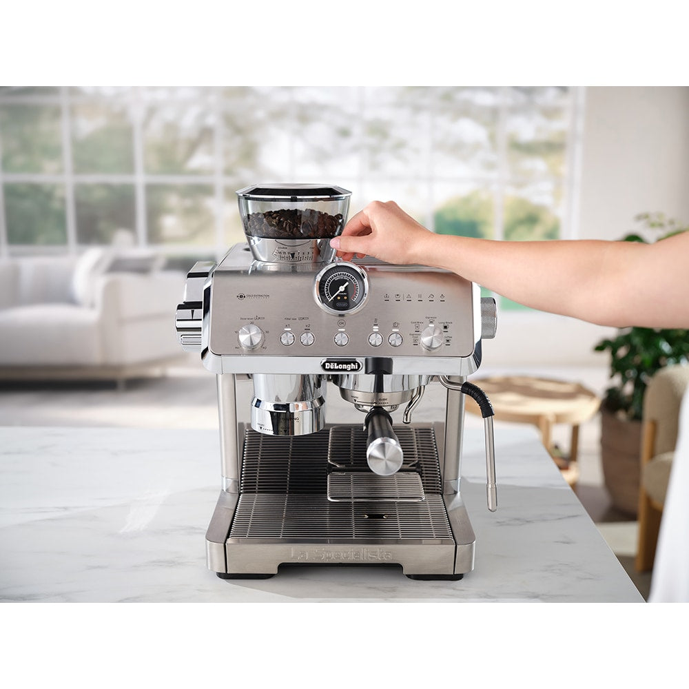 Espressor manual De'Longhi EC9555.MDE La Specialista OPERA, 19 bar, 1550W, My LatteArt, Dynamic Preinfusion, Tehnologie Extracție la rece, Inox