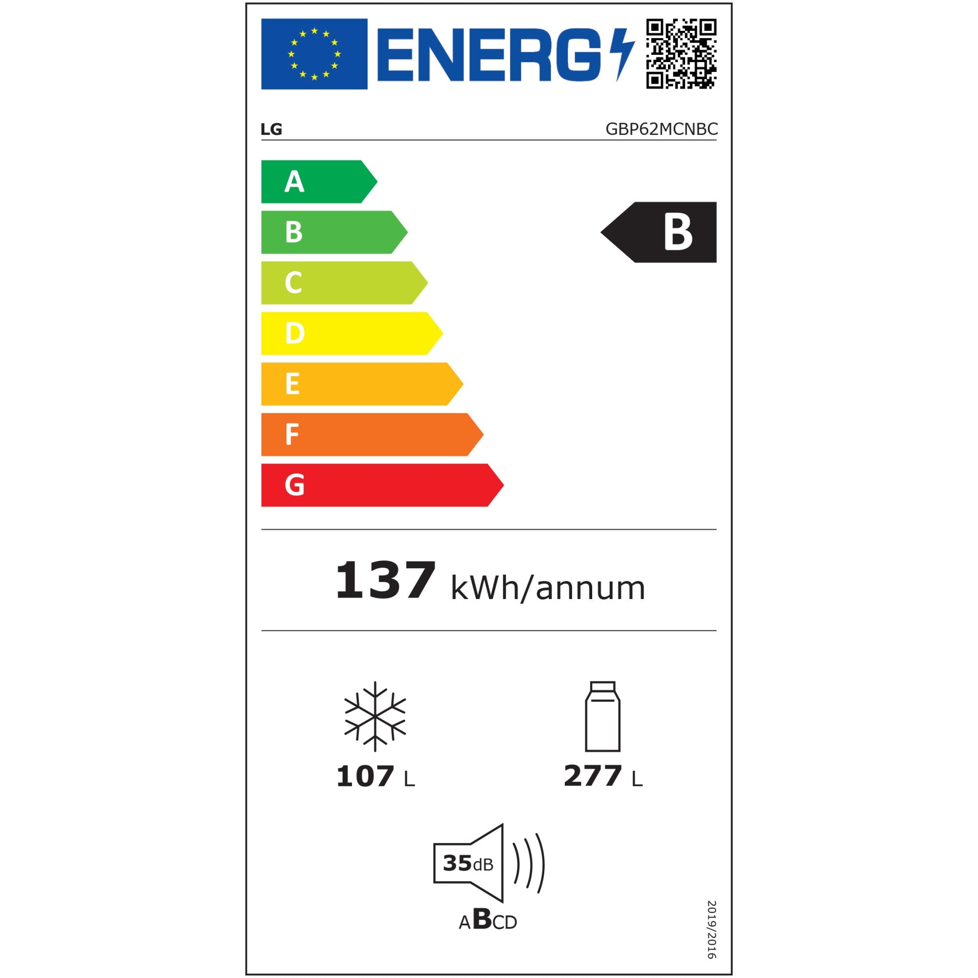 Combina frigorifica LG GBP62MCNBC, Clasa B, 384 litri, No Frost, Compresor Smart Inverter, DoorCooling+, LinearCooling, NatureFresh, 203 cm, Negru