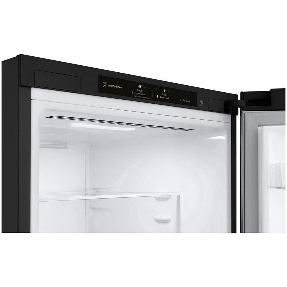 Combina frigorifica LG GBP62MCNBC, Clasa B, 384 litri, No Frost, Compresor Smart Inverter, DoorCooling+, LinearCooling, NatureFresh, 203 cm, Negru