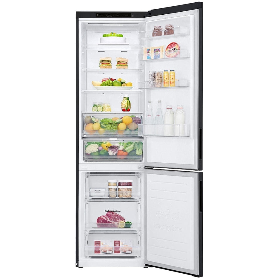 Combina frigorifica LG GBP62MCNBC, Clasa B, 384 litri, No Frost, Compresor Smart Inverter, DoorCooling+, LinearCooling, NatureFresh, 203 cm, Negru