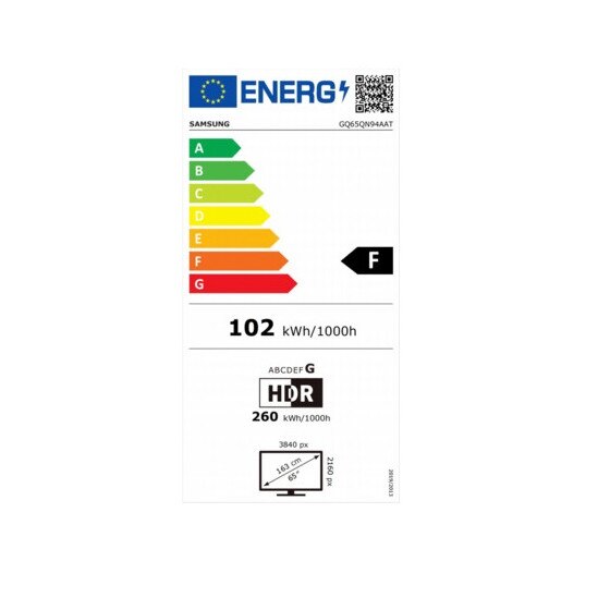 Televizor Neo QLED Samsung GQ65QN94AATXZG, Smart TV 4K UHD, control vocal, functie de inregistrare USB, 163 cm, negru