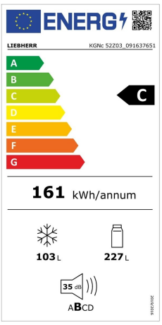 Combina frigorifica Liebherr KGNC52Z03, clasa C, NoFrost, 185.5 cm, VarioSpace, Alb