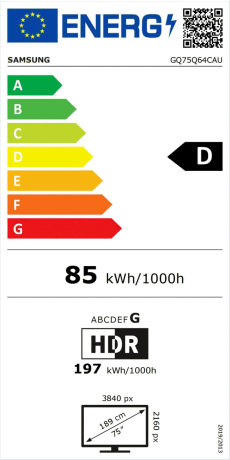 Televizor Samsung QLED GQ75Q64CAUXZG, Smart TV 4K UHD, HDR, control vocal, functie de inregistrare, AirSlimDesign, 189 cm, Negru