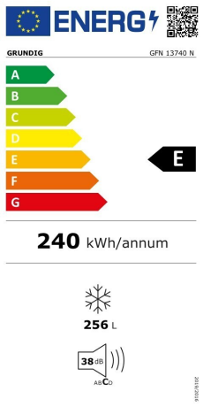 Congelator Grundig GFN13740N, clasa E, 256 l, NoFrost, 171.4 cm, Alb