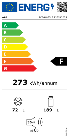 Combina frigorifica incorporabila AEG SCB618F3LF, LowFrost, clasa F, 261 litri, 178 cm, Alb